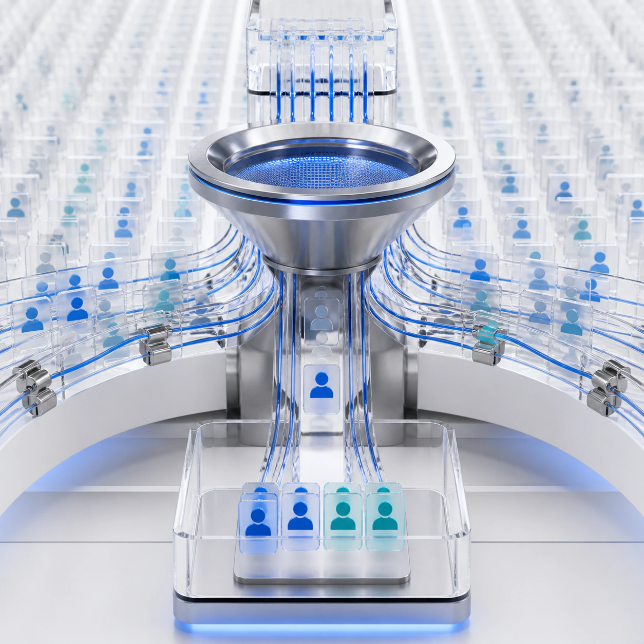 Editorial visualization of custom b2b contact lists built around your market.